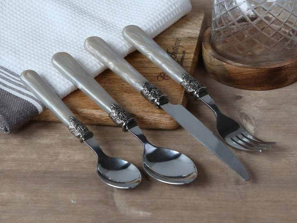 Chic Antique Bestekset Linas, 16-delig, met parelmoerdetails