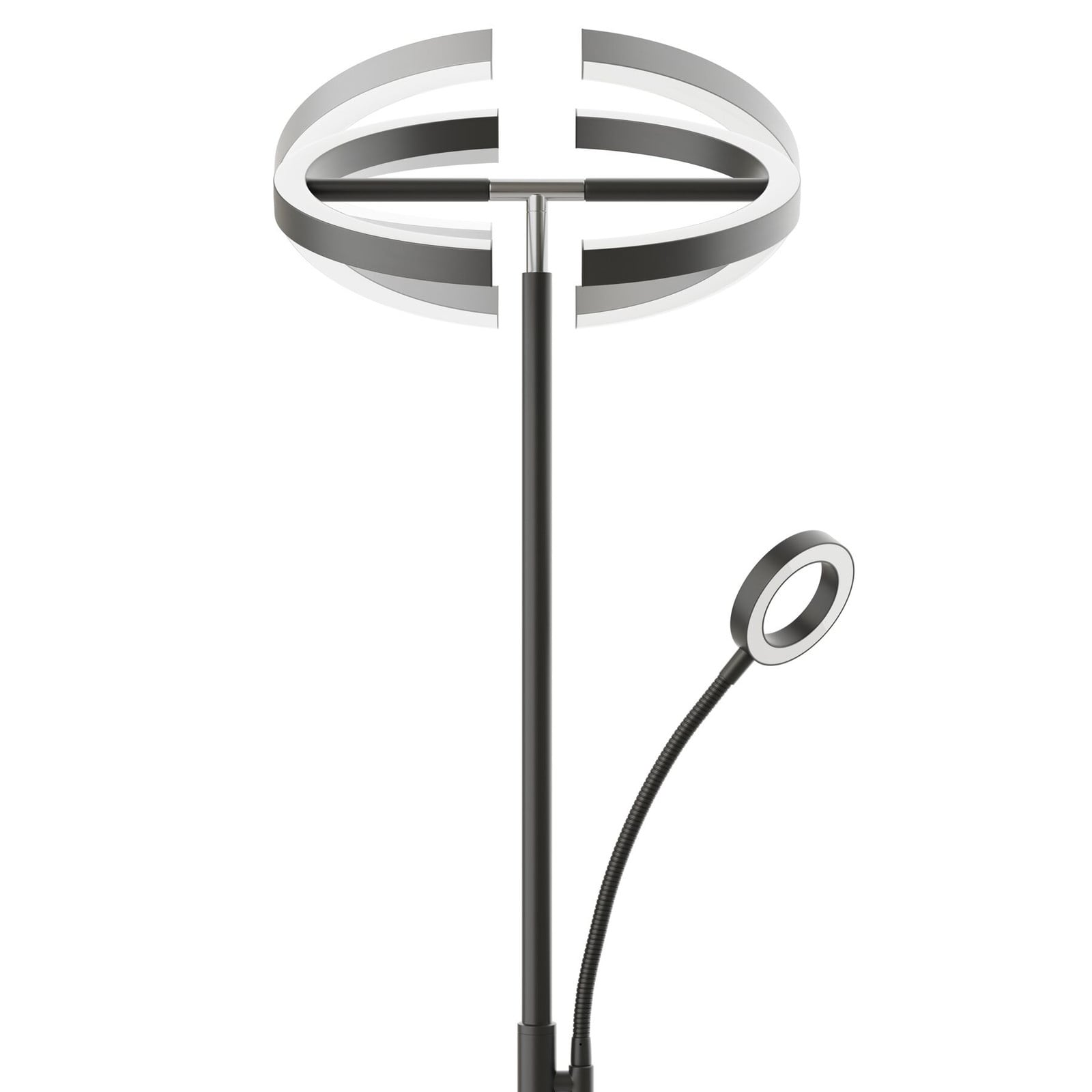 TecTake Auralis LED Vloerlamp 20W met leesfunctie en dimbare booglamp, zwart