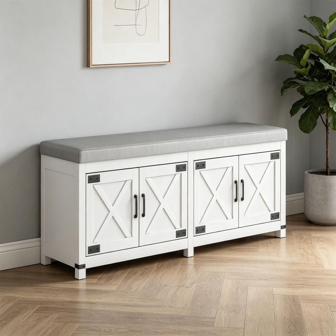 Brambly Cottage 16 Pair Shoe Storage Bench White 16