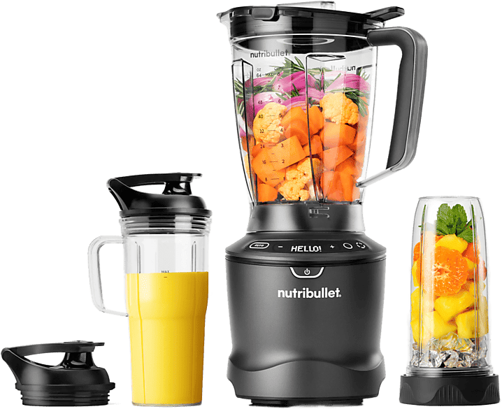 Batidora de vaso - nutribullet SmartSense 1500 Combo, Jarra 1.89 l, Vaso 946 ml, Gris oscuro