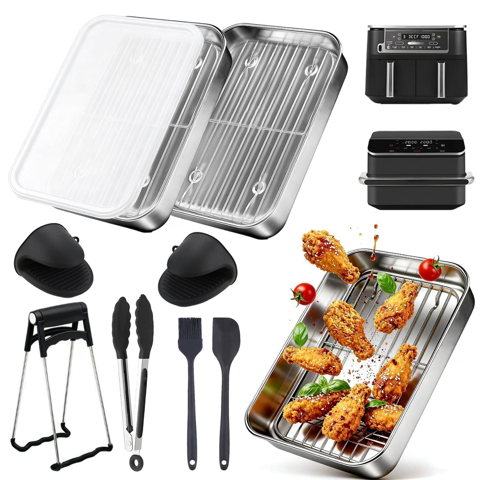 Elzusha 6-delige RVS Airfryer Accessoires Set voor diverse modellen