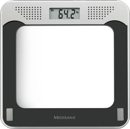 Medisana PS 425 Digitale Personenwaage Wägebereich (max.)=180 kg Schwarz, Grau, Glas Mit Sprachausgabe