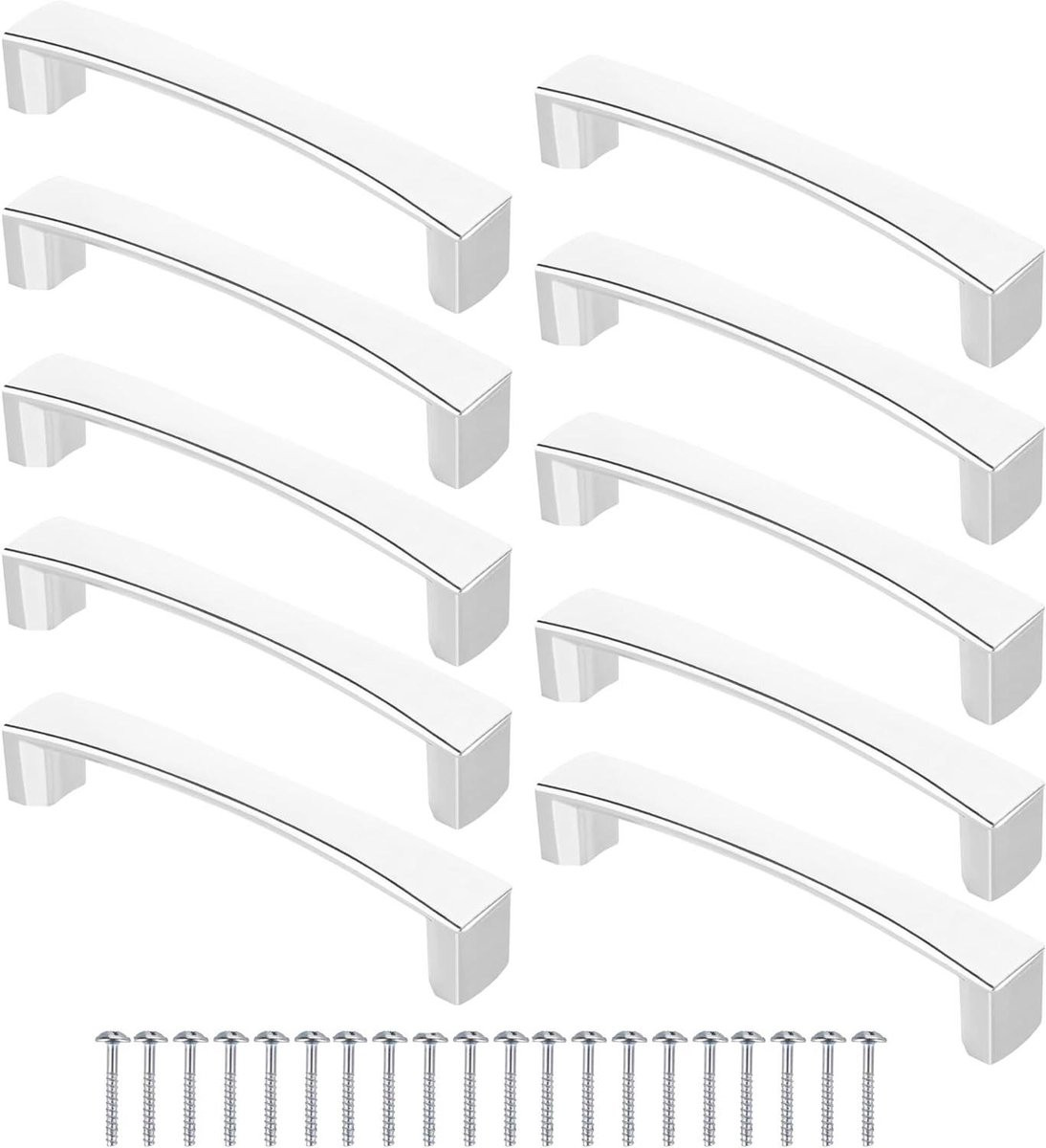 Set van 10 universele meubelgrepen voor keukenkasten en meubels, 96 mm, zilverkleurig
