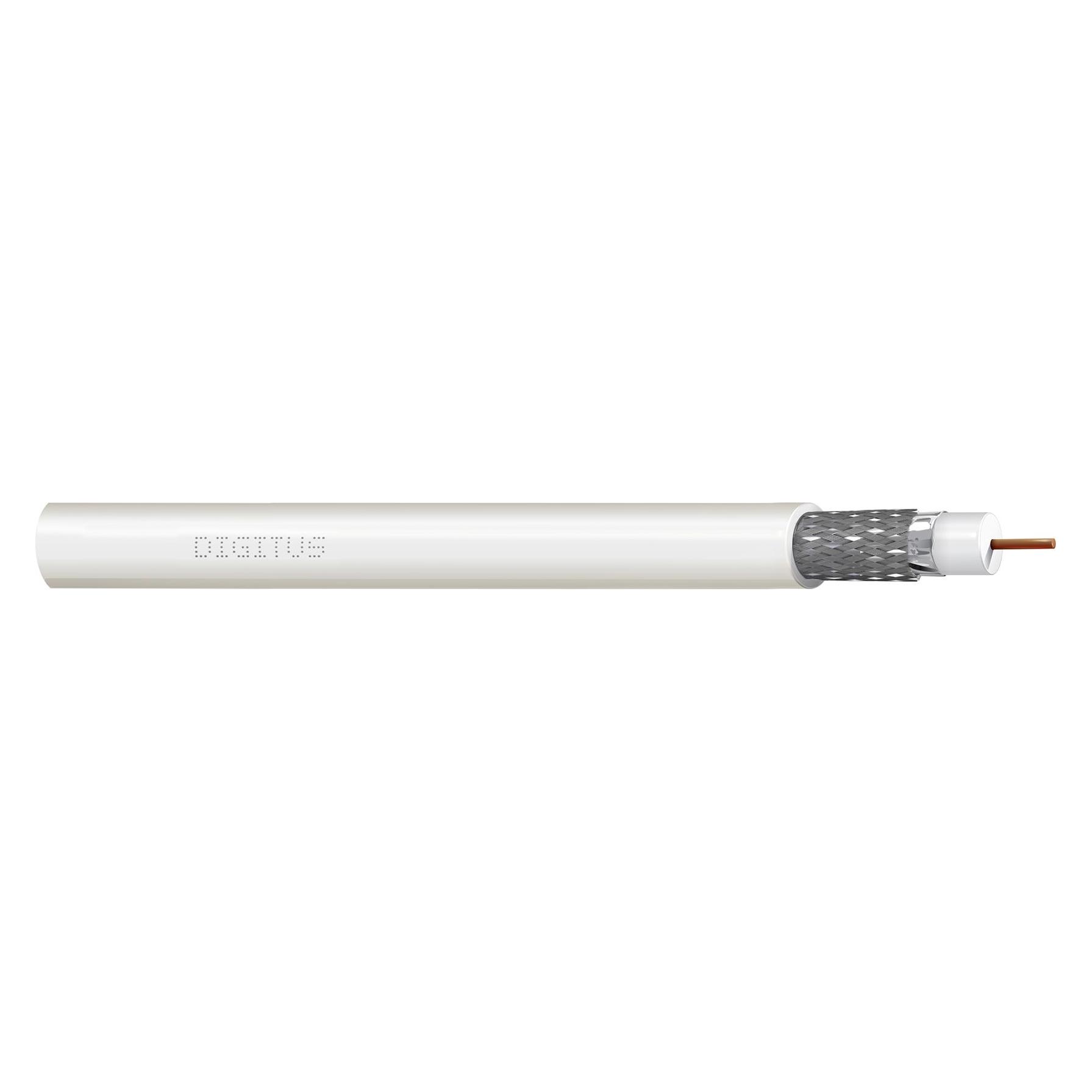 Digitus Koaxialkabel RG-6 75 Ohm, abgeschirmte Folie + Geflecht, 77 Prozent Eca PVC, 500 m Weiss-Roll (75 dB) (DK-RG6-5)