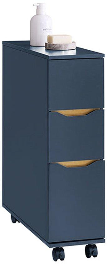 Mobiele Niche Plank Organizer in Blauw - Modern MDF Opbergkar voor de Badkamer - B/D/H: 20 x 70 x 60 cm