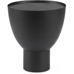 Couchtisch Archie aus Metall und Glas, modern rund, Schwarz, Ø 40 cm, mittelfuß