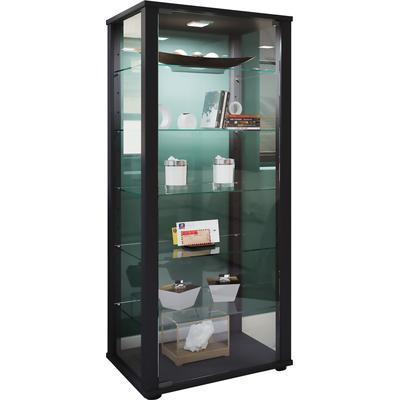 Standvitrine VCM "Holz Glas Stand Vitrine Sammelvitrine Kavisa L", schwarz, B:50cm T:38cm, Obermaterial: 100% Holz Wood., Schränke, Standvitrine