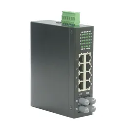 Roline Industrie Switch, 6x RJ-45, 2x ST, unmanaged (8 Ports), Netzwerk Switch, Schwarz