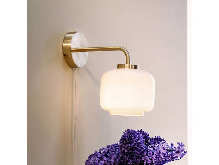 Arp Applique Murale Ø15 Opal/Brass - Dyberg Larsen - Salon / séjour - Design - Verre - Avec abat-jour