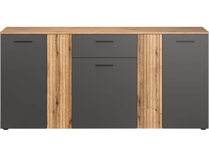 trendteam Wohnen Esteban Kommode, Anthrazit Melamin/ Evoke Oak Melamin, B/H/T: 181/86/38 cm