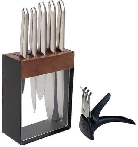 Furi Knives Furi Pro 7 Piece Black Knife Block Set With Diamond Sharpener