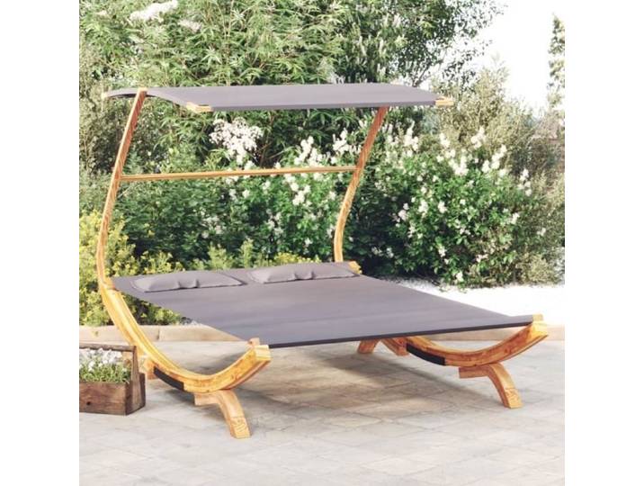 Lit repos et auvent 165x203x138cm Bois courbé massif Anthracite 313952