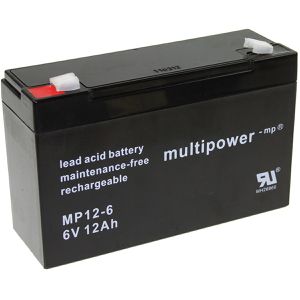 Multipower AGM-Batterie MP12-6, 6 V, 12 Ah, Faston 4,8 mm Anschluss