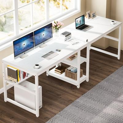 Tribesigns "78.7"" Two Person Desk with Bookshelf, Office Double Desk for Two Person"