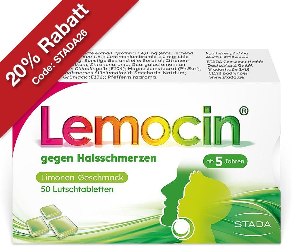 Lemocin gegen Halsschmerzen Limettengeschmack ab 5 Jahren