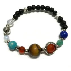 Lava Stone Bracelet - Silver Solar System