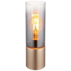 Tischlampe Tischleuchte Nachttischlampe cappuccino Beistelllampe Rauchglas 30cm