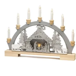 Konstsmide, LED Kerzen, 3261-320 LED Holzsilhouette, "Krippe"