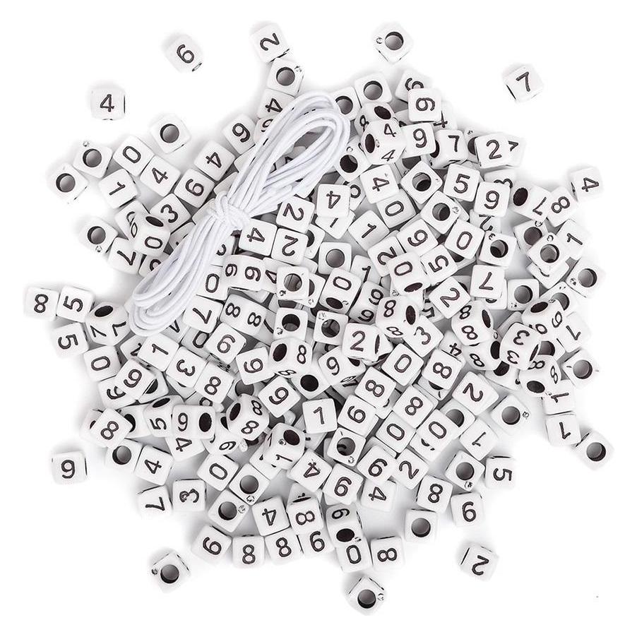 DP Craft Schwarze Zahlenperlen auf weisser Basis, 40g (47593847)