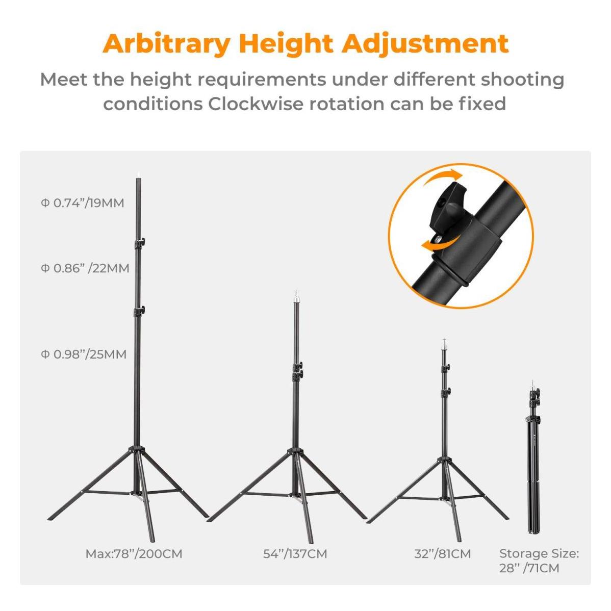 K&F Concept 2m photography light stand portable metal stand (Metall) (KF34.041)