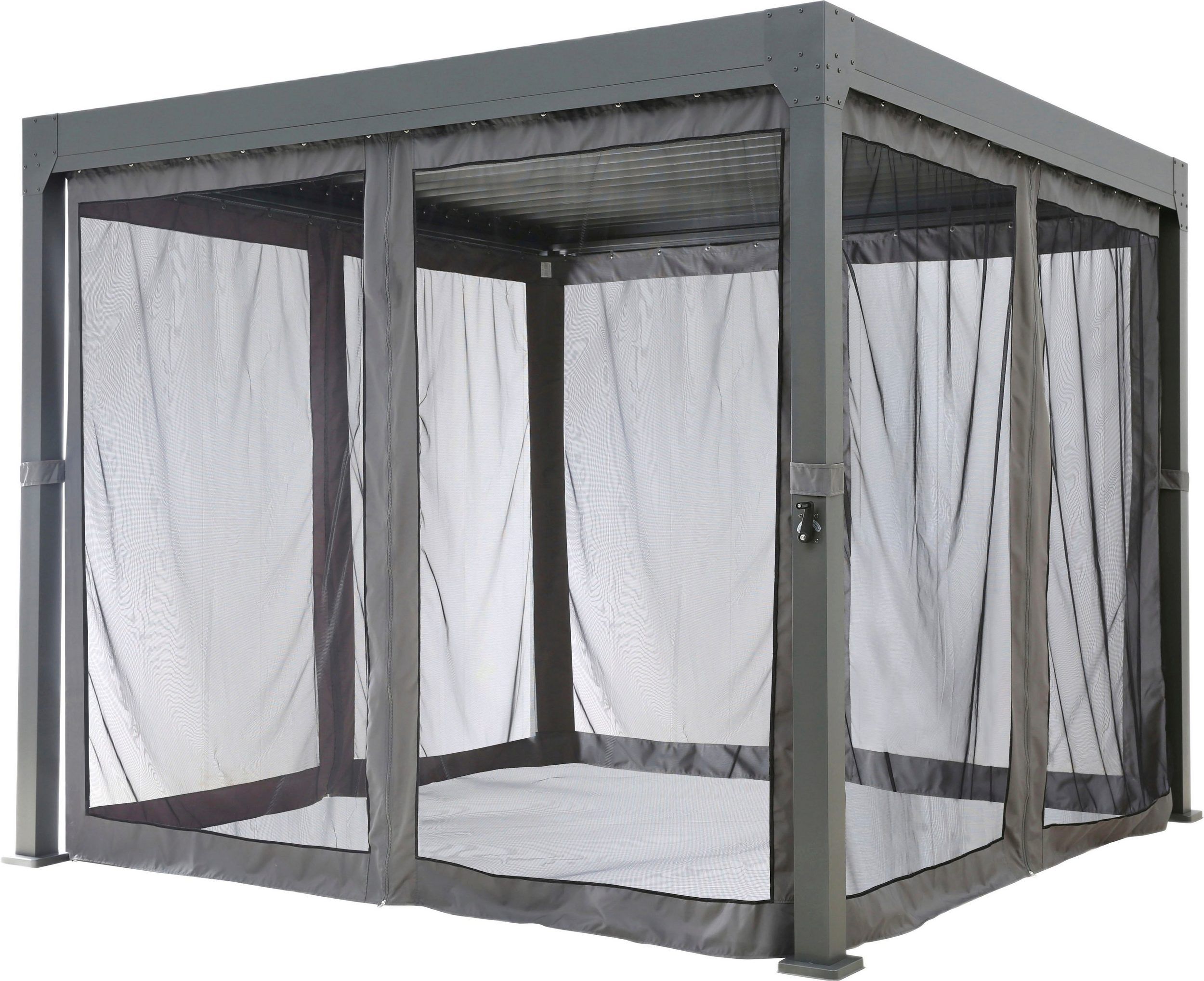 Pavillonseitenteil KONIFERA "Moskitonetz", grau (anthrazit), B:300cm, Polyethylen (PE), Pavillonseitenteile, Pavillonseitenteil