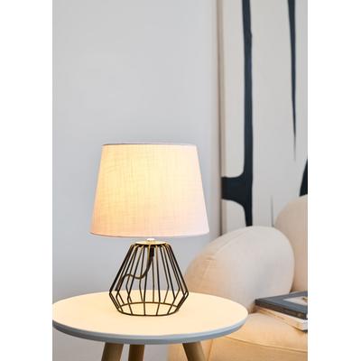 PAULEEN Tischleuchte "Shiny Diamond max. 20W hellgrau/schwarz, Stoff/Metall", schwarz (hellgrau, schwarz), 1, Ø 23cm H: 32cm, Leuchten, E27, Tischleuchte