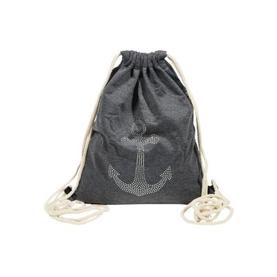 Turnbeutel CHAM CHAM "Turnbeutel aus Textil, Anker mit Strass", grau, Textil, Taschen