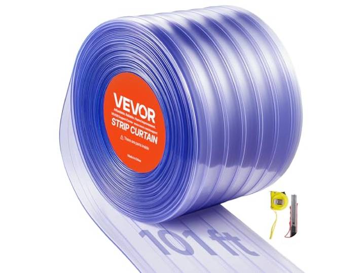 VEVOR Rideau Lanière PVC 30\,8x0\,3 m Rouleau Lanière Plastique Transparent Nervuré de Porte\, Bande Isolation Thermique Coupe Vent\, pour Portes de Supermarchés\, de Garages\, d'Entrepôts\, de Restaurants