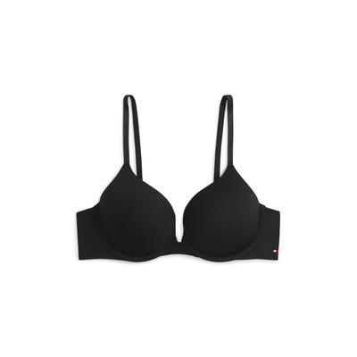 Bügel-BH "PUSH UP", Damen, Gr. 85, Cup D, schwarz, Obermaterial: 84% Polyamid, 16% Elasthan, TOMMY HILFIGER UNDERWEAR, körpernah, BHs Bügel-BH, unifarben, Spaghettiträger mit Logo