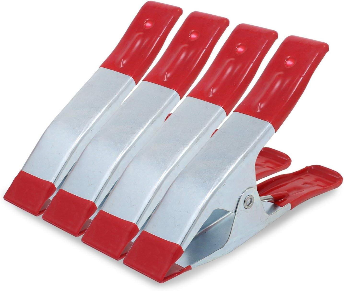Set van 4 veelzijdige metalen clips met rubberen bescherming voor kamperen en outdooractiviteiten