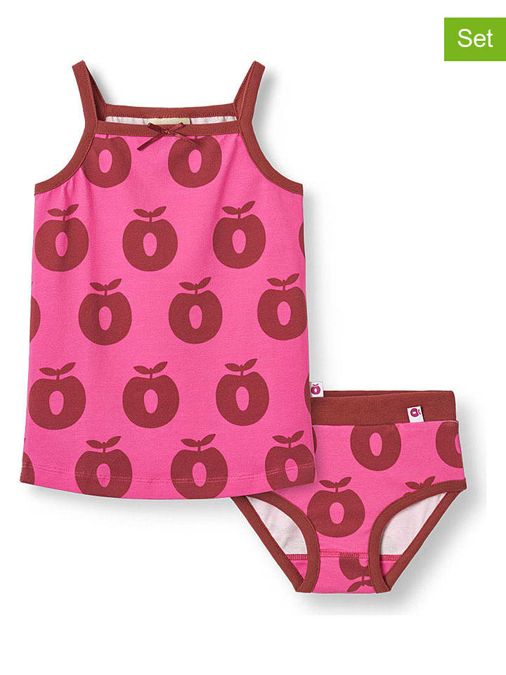 Småfolk 2tlg. Wäsche-Set "Äpfeln" in Pink - 122/128