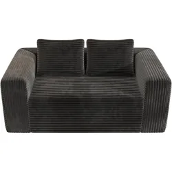 OKWISH 2-Sitzer-Sofa aus Cord mit Schaumstoff, Schwarz, montagefrei, komprimiert in 1 Karton