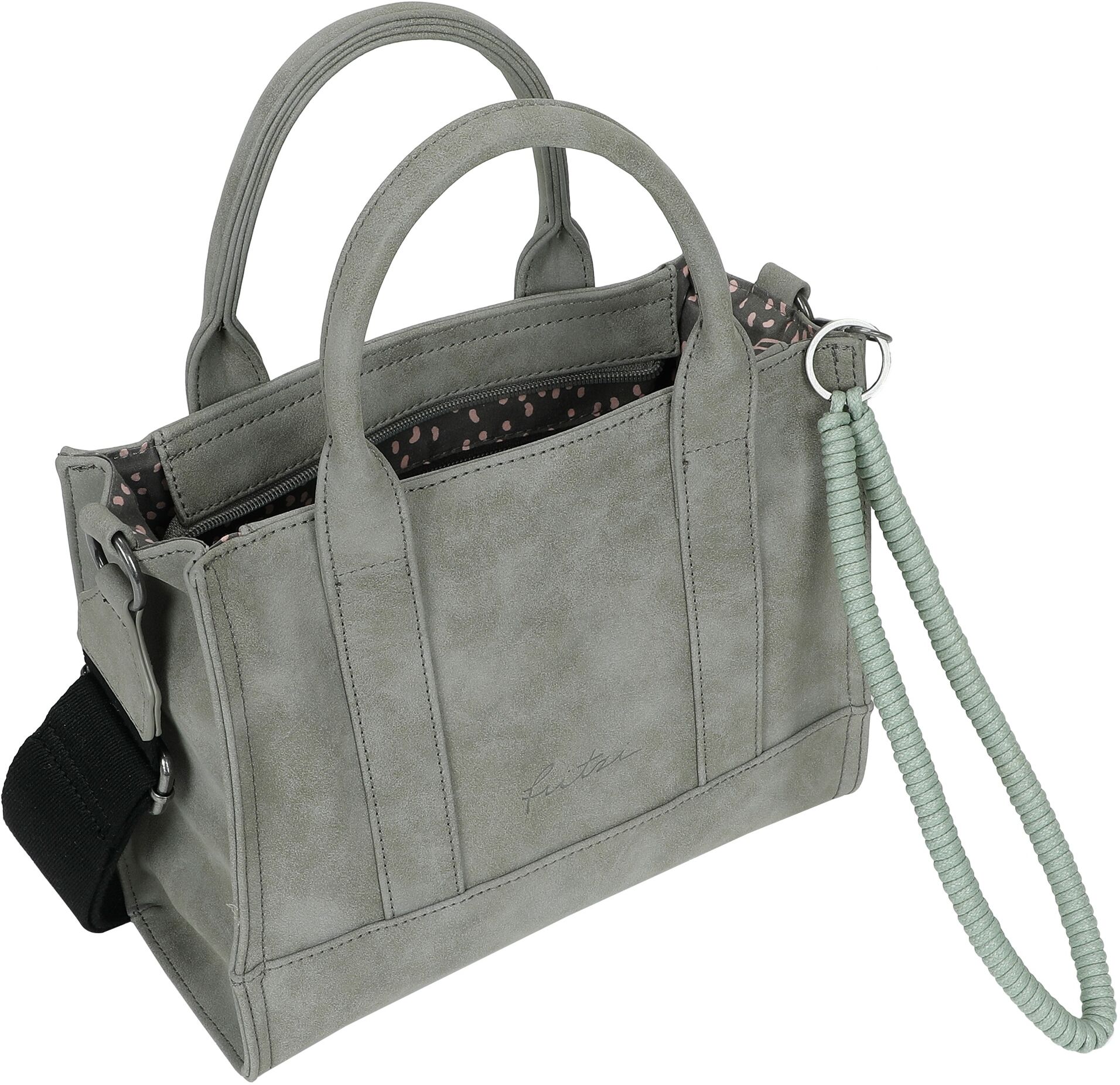 Fritzi Aus Preußen Henkeltasche FRITZI AUS PREUSSEN "Fritzi SquareN", Damen, Gr. B/H/T: 11cm x 26cm x 21cm, grau, Lederimitat, unifarben, Taschen, mit abnehmbarem Schlüsselband