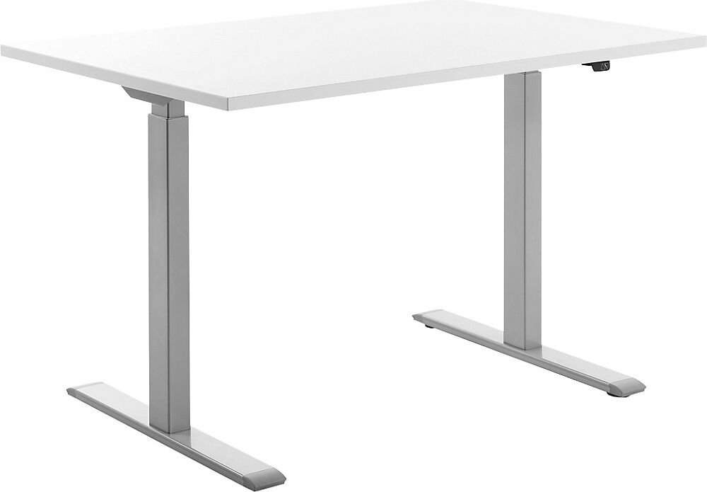 Schreibtisch, elektrisch höhenverstellbar, gerade, BxT 1200 x 800 mm, weiß/grau Topstar