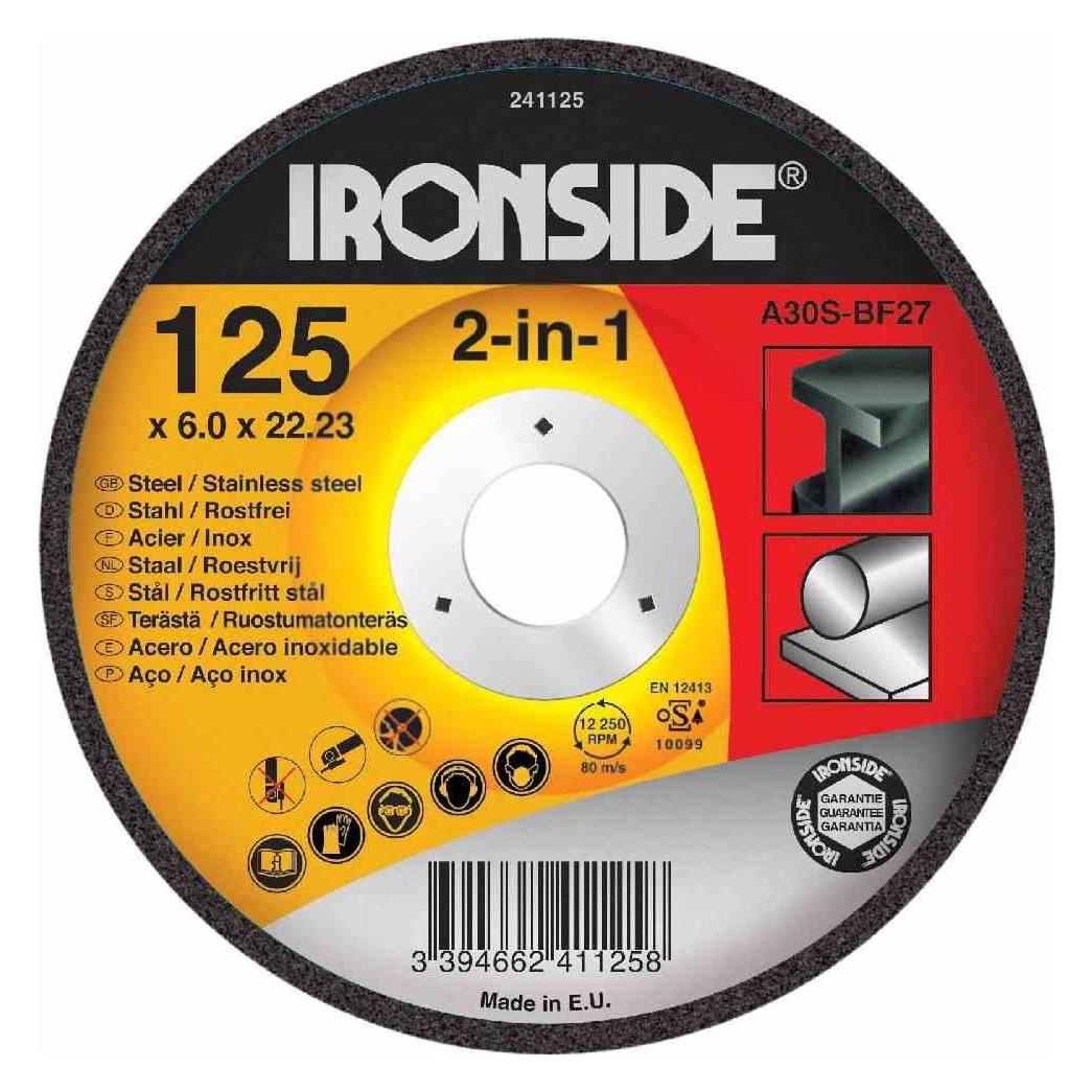 Ironside Schruppscheibe für Metall 125/6mm gekröpft, Bohrung 22 mm (241125)