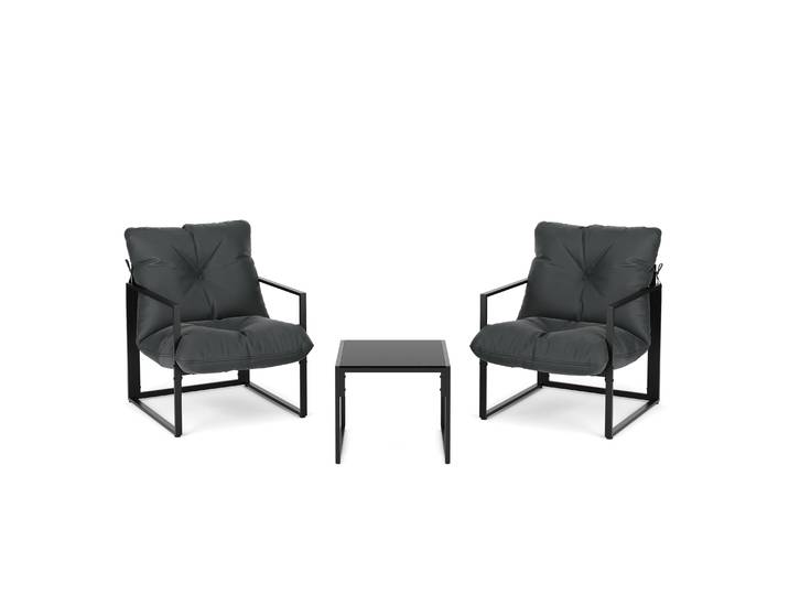 Gartenmöbel Set DELANO 3-teilig anthrazit/schwarz