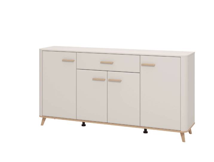 Sideboard HOME AFFAIRE Darwen Kombikommode, Sideboard, Schubladenkommode , weiss (kaschmir), B:179,5cm H:90,5cm T:40cm, Holzwerkstoff, MDF, Sideboards, Sideboard, Abgerundete Kanten, matte Kaschmir-Oberflächen, Masse: 179,5x40x90,5 cm