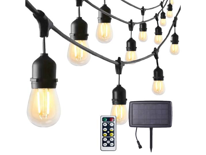 Guirlande lumineuse solaire d'extérieur, 10m, qualité commerciale, étanche, télécommande, LED, lumières de noël, décoration de jardin, cour, Patio