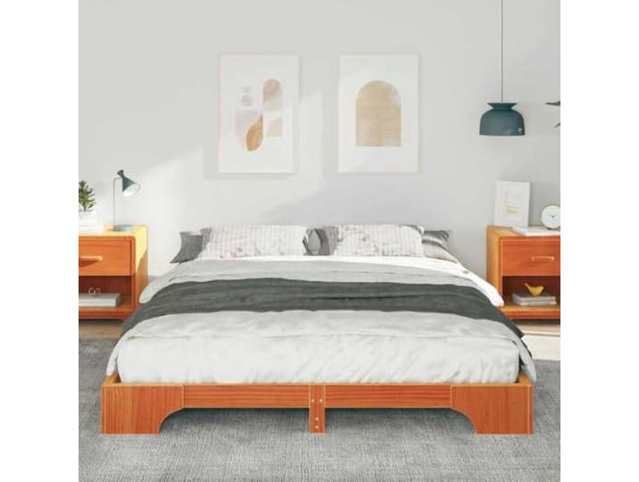 KTHLBRH Bettgestell, braun, 160 x 210 cm, Kiefer massiv Lattenrost, modernes Design, Kapazität 200 kg, pflegeleicht