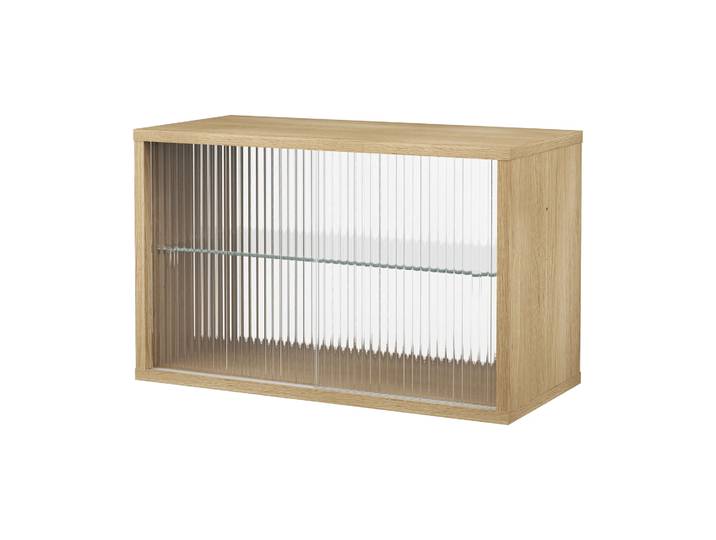 Pira Pira Vitrinenschrank Gebleichte Eiche-geriffeltes Glas, 70x31 cm, Glasrückwand