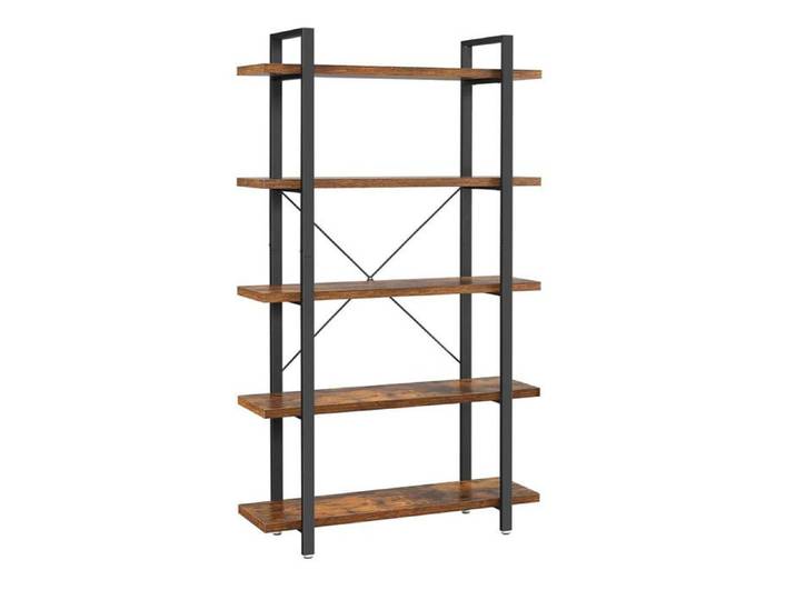 Bibliothèque étagère de rangement style industriel 5 niveaux montage facile pour salon chambre bureau vintage