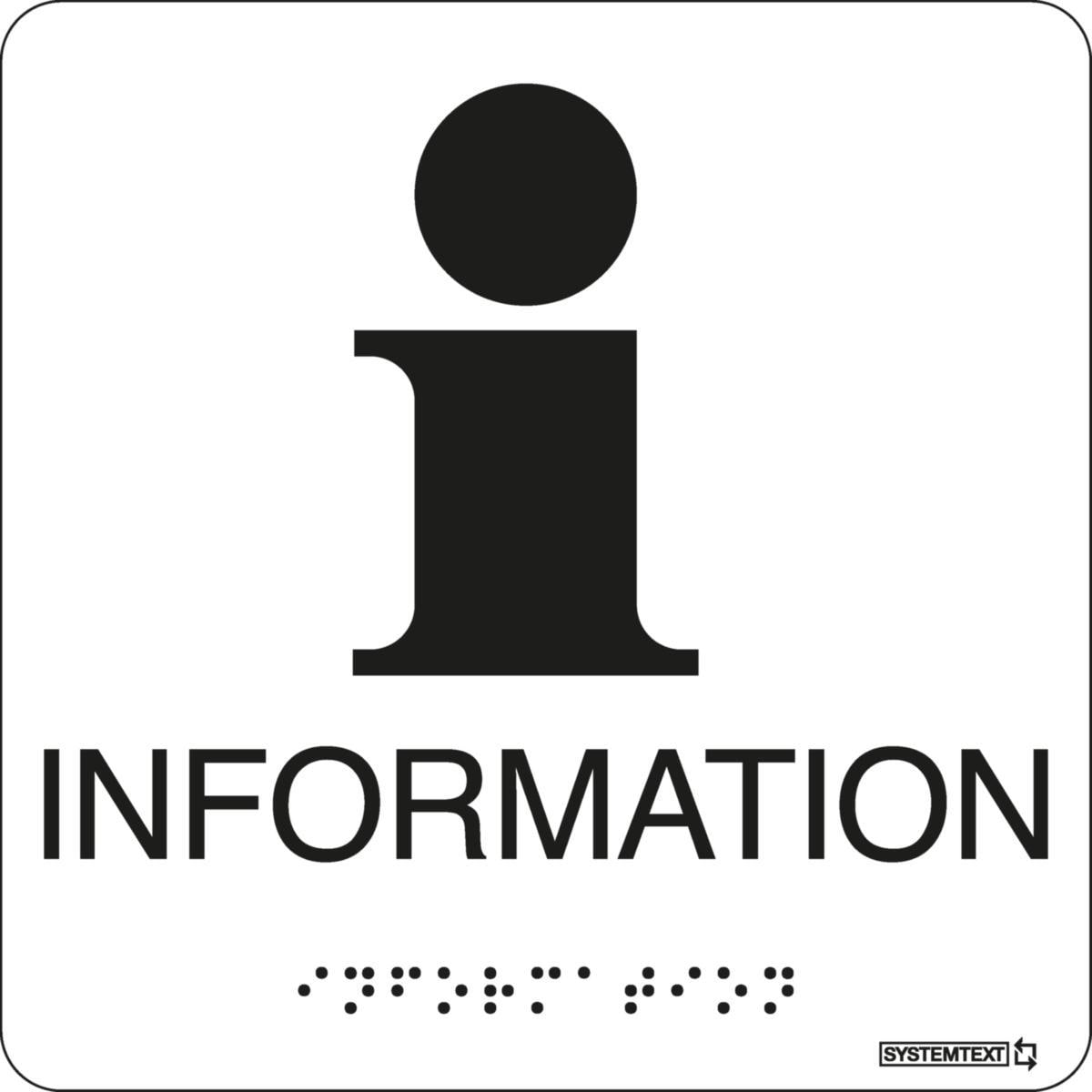 Systemtext Skylt taktil Information, Vit