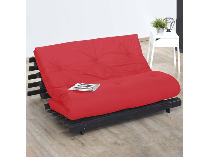 Matelas futon latex + fibres rouge 140x190
