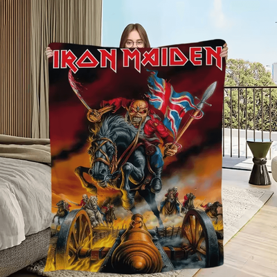 Inspire Curations Iron Maiden Skeleton Flame Soft Throw Blanket zgt 3 150x200cm(4.9x6.6ft