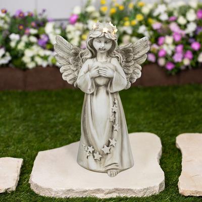 Northlight "LED Lighted Angel Holding Heart Statue - 11.75"""