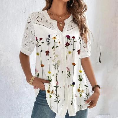 Uplifted Finds Womens Elegant Lace Short Sleeve Blouse Casual Loose Fit Top For Summer Holidays And Weekend Outfits m pink