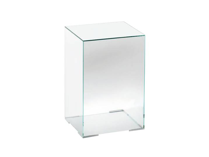GLAS ITALIA table basse ILLUSION (39 x 39 x H 60 cm - Cristal extralight miroir)