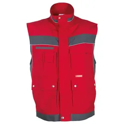 Arbeitsweste "PLALINE" - 4XL - Rot/Schiefer