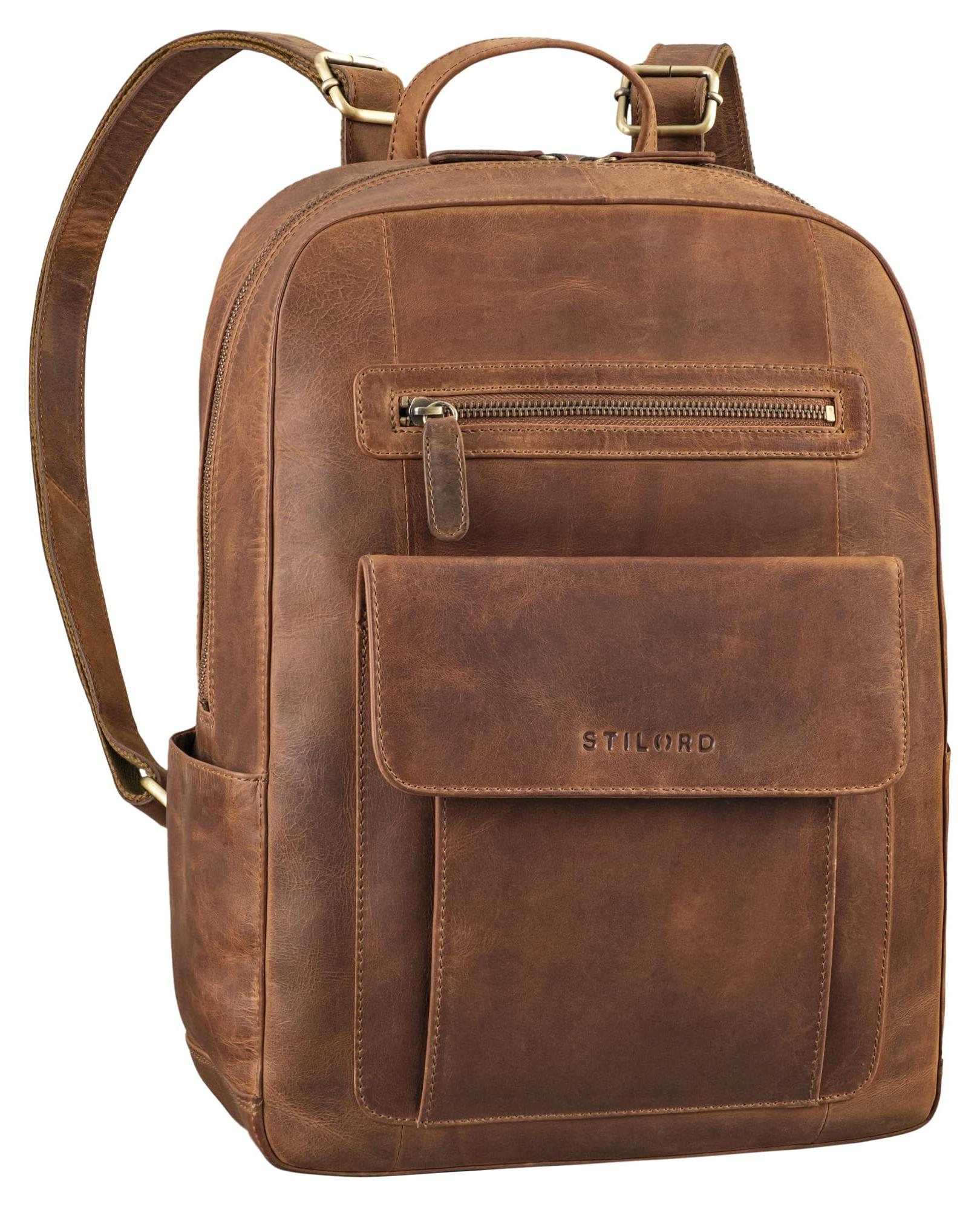 Vintage Laptop Rucksack aus echtem Leder für 15,6 Zoll Laptop