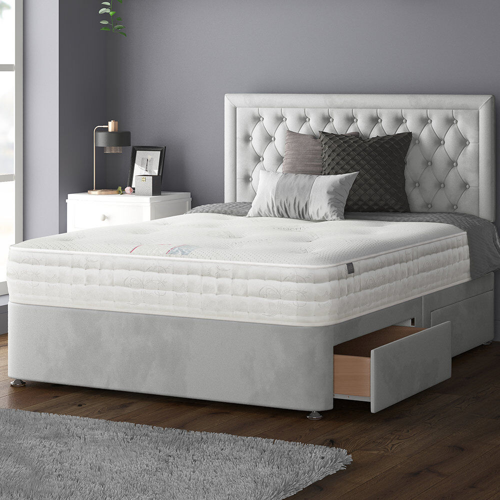Marlow Home Co. Urbank Upholstered Divan Bed Silver Kingsize (5')